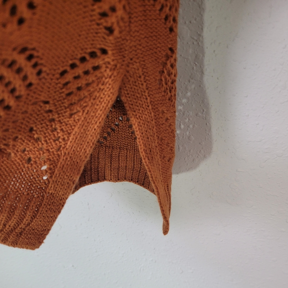 Market & Spruce Openwork Knit Cardigan - Rust - Picture 5 of 14